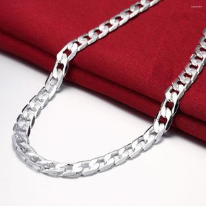 Cadenas 925 plata esterlina 10MM 20/24 pulgadas lado completo Figaro cadena collar para hombres mujeres moda encanto regalo joyería