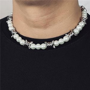 Cadenas AENSOA Hiphop Punk encanto perla giro Metal nudo gargantilla collares moda 2023 collar Unisex para mujer hombre calle joyería regalo