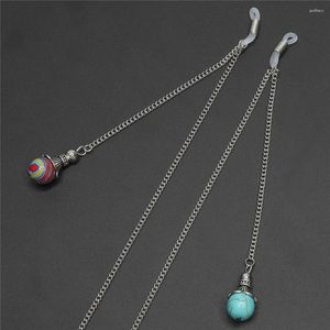 Chaînes arrivées 3pcs / lot naturel rond bleu turquoise boule pendentif lunettes de soleil antidérapantes lunettes de lecture chaîne masque lanière sangles