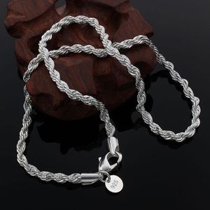 Chaînes BABYLLNT Collier en argent sterling 925 4 mm chaîne corde torsadée et hommes femmes bijoux cadeau
