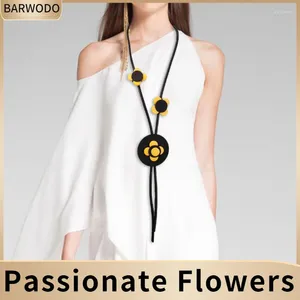 Cadenas BARWODO Flor Colgante Collar Mujeres Moda Coreana Largo Chian Goma Joyería Accesorios de Boda Vintage Declaración Collares