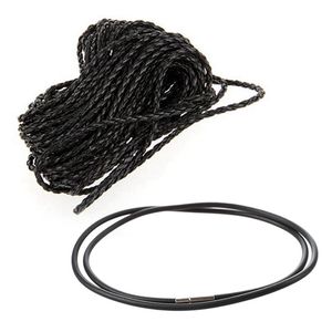 Cadenas Collar De Cuero Trenzado Negro Cordón Cuerda DIY 3 Mm Con Goma - Cadenas De 24 Pulgadas