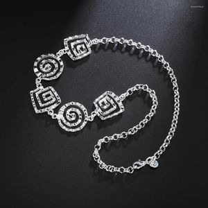 Cadenas Marca 925 Collar de plata esterlina para mujeres Joyería de fiesta de moda Retro Patrón en espiral Colgante Lady Regalos Boda