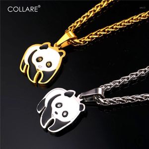 Cadenas Collare Panda Colgante Acero inoxidable Color dorado Accesorios de anime Venta al por mayor Joyería animal Collar de signo chino Mujeres P132