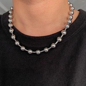 Chaînes taille personnalisée 7-40 pouces couleur argent acier inoxydable 8mm/10mm/12mm large boule perle lien chaîne collier pour femmes hommes