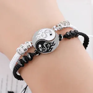 Cadenas Draak Yin Yang Tai Chi Gossip Weven Paar Ketting juego de brazaletes Lichtmetalen Hanger Verstelbare Braid Armbanden Kettingen