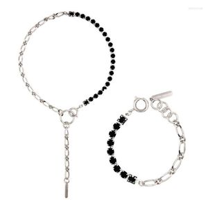 Chaînes Européennes Et Américaines Chaîne En Cristal Noir Asymétrique Gland Collier Court Bracelet