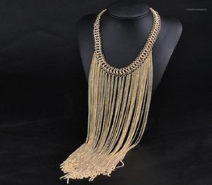 Chaines exkll boho Choker Bohemian Collar Fashion Gold Silver Color Long Collier Maxi Déclaration Tassel Femmes 2021 Jewelry12937900