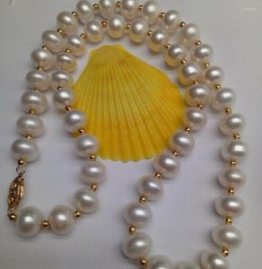 Chaînes bijoux fantaisie 10-11mm collier de perles blanches de la mer du Sud fermoir en or 14k/20 18 pouces