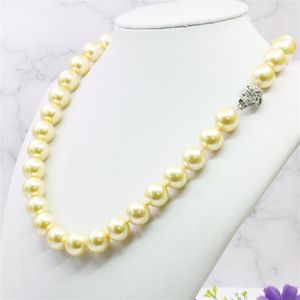 Chaînes Bijoux de mode 10 mm en couleur or South Sea Shell Perle Collier Collier Corde Perle Naturel Stone