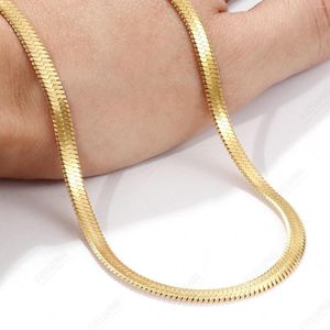 Cadenas Moda Collar Cadena Para Mujer Oro Plata Color Joyería Unisex Espiga Plana 20 pulgadas