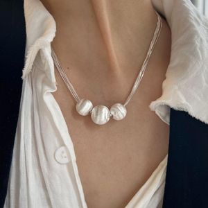 Cadenas Flashbuy tendencia Metal dibujo bola colgante collares para mujeres encanto Color plata cuello accesorios de moda regalo