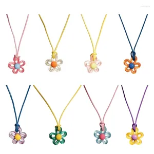 Chaînes Fleur Pendentif Collier Corde Colliers Tissu Matériel Bijoux De Fête Cou Petit Floral Pour Les Filles 634D