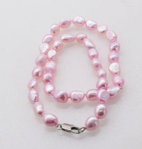 Chaînes de perles d'eau douce bébé rose baroque 7-9mm collier 16 pouces perles en gros nature
