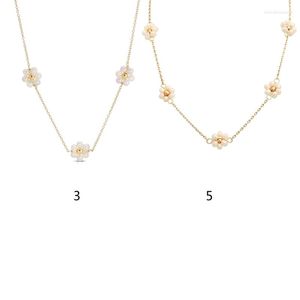 Cadenas de agua dulce perla con cuentas collar de gargantilla 14k flor chapada en oro para mujeres niña joyería regalo 264E