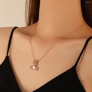 Chaînes grenouille couleur or rose cristal charme déclaration colliers pendentif bijoux animaux pour femmes Vintage Boho collier