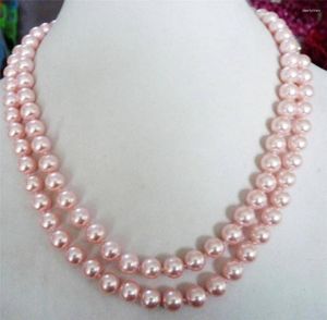 Chaînes faites à la main longue 8mm rose blanc Puple noir or couleur coquille collier de perles 36 