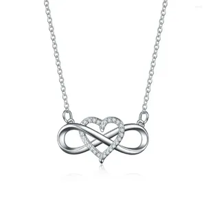 Cadenas con colgante de corazón para mujer, collar de oro platino para mujer, Plata de Ley 925, elegantes accesorios de joyería de moissanita para mujer