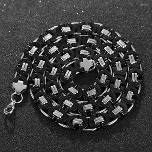 Chaînes de haute qualité 11 mm de largeur en acier inoxydable noir chaîne byzantine collier 24 pouces fabrication de bijoux à bricoler soi-même