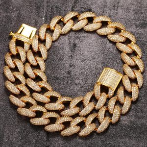 Cadenas Hip Hop Ajuste de punta CZ Piedra Bling Iced Out 18 mm de ancho Redondo Cubano Miami Enlace Cadena Gargantilla Collares para hombres Rapero Joyería Cadenas Ch