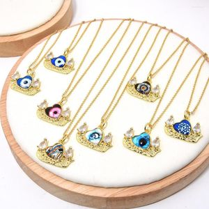 Chaînes HIYEE Devil's Eye Pendentif O-word Collier Neutre En Acier Inoxydable Non-fading Imperméable Personnalité DIY Accessoires Charmes