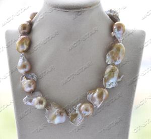 Chaînes énorme 17 '' 30mm baroque lavande Reborn Keshi collier de perles CZChains