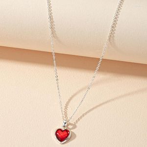 Chaînes Ins Rhodium Chaîne Noir Rouge Amour Coeur Piercing Pendentif Ras Du Cou Colliers À La Mode Coréenne Mode Femmes Fête Bijoux