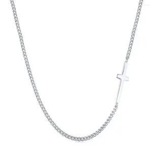 Chaînes japonaises et coréennes S925 Full Body Collier en argent pur personnalisé Croix minimaliste