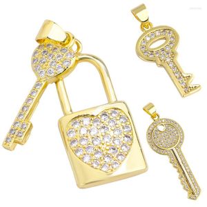 Chaînes Clé Serrure Strass Charmes Pendentifs Bijoux DIY Pour Collier Fabrication Accessoires Porte-clés Mode Cadeau De Noël Couple Bracelet