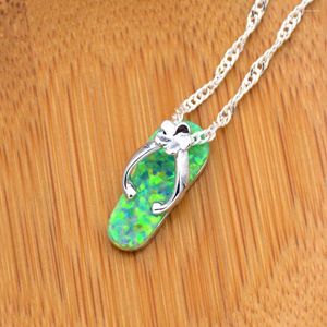 Cadenas Kiwi Green Flip Flops Opal Colgante Collar con cadena de onda libre Venta al por mayor al por menor