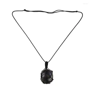 Chaines Collier Labradorite Péndement en pierre Naturel Enveloppement de yoga Braid Macrame pour hommes Femmes Énergie