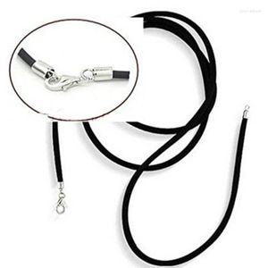 Cadenas collar de cuero cordón cuerda de encaje con hebilla giratoria de moda de acero inoxidable para joyería Diy 2023 accesorios negros