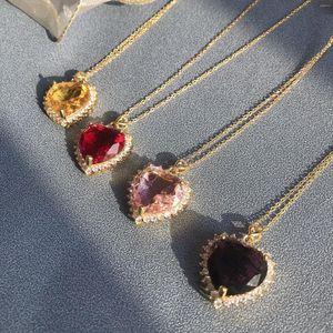 Chaînes Lihua à l'origine mis en place de luxe européen et américain grand 20 plaqué or 18 carats rubis naturel coeur de l'océan pendentif