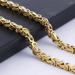 Cadenas Hombres Collar de eslabones de acero inoxidable Oro Color plata Bizantino Fuerte Pesado Collares de cadena larga Hip Hop Hombre Punk JewelryChains Godl22