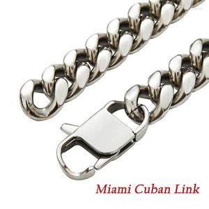 Chaînes Miami Cuban Link Colliers pour hommes en acier inoxydable longue chaîne en or collier chunky hip hop rock bijoux sur le cou