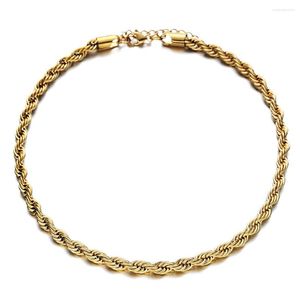 Cadenas MinaMaMa, collar de cadena de cuerda torcida de acero inoxidable gótico para mujeres y hombres, Gargantilla con Clip de papel de doble capa, joyería de Hip Hop