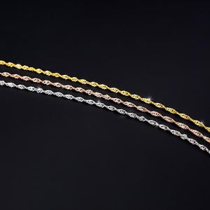Chaînes MIIQAO 925 Sterling Silver Water Wave Chain Women Long 40 45 50 55 60 CM Wide 1.0 1.3 1.5 MM Rose Gold Necklace Golden