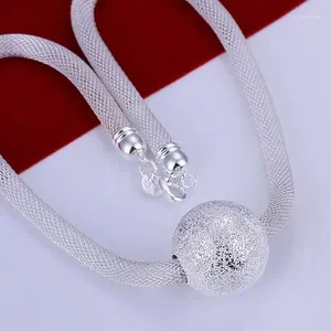 Chaînes N182 Lucky Charm Silver Color Pendentids for Women Sterling Collier Accessoires Fashion Big Ball Net HT