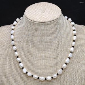 Chaînes perles d'eau douce irrégulières naturelles et petites perles coupées noir blanc collier alternatif pour breloque bijoux cadeau