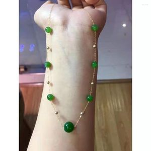 Chaînes collier de perles rondes en jade vert de jaspe naturel avec des bijoux en jadéite en argent sterling 925