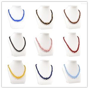 Chaînes Pierres Naturelles Perles Rondes Bleu Grès Cristal Malachite Quartz Bijoux Collier Usine En Gros 18 