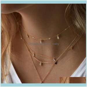 Chains Necklaces & Pendants Jewelrychains Fashion Layered Necklace Women Choker Moon And Star Statement Gold Color Girl Jewelry Birthday Par