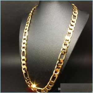 Chaînes Nouveau lourd 94g 12mm 24k jaune or massif rempli collier pour hommes chaîne bijoux goutte livraison 2022 colliers pendentifs DH5UI
