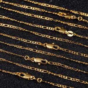 Correntes novo atacado 1 peça 2mm 3/1 moda ouro figaro corrente colares para homens jóias 16 polegadas-30 polegadas cobre banhado a ouro corrente 2019 venda