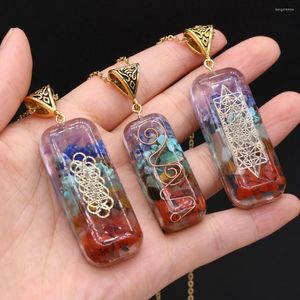 Cadenas orgonita energía acero inoxidable enlace colgante collar 7 Chakras cristal amuleto joyería para mujeres Reiki Heal regalos