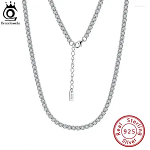 Chaînes Orsa Jewels 925 Collier de tennis en argent sterling pour femmes 2mm 3mm 4mm Chaîne de zircone cubique Bijoux en gros Cadeau de fête SC