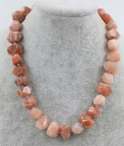 Cadenas Pink Sunstone Stone Facted Facted 15 Collar de 20 mm de 18 pulgadas Regalo de descuento de cuentas al por mayor