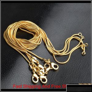 Cadenas Venta de promoción Collar de cadena de oro de 18 quilates 1Mm 16In 18In 20In 22In 24In 26In 28In 30In Collares unisex de serpiente suave mixta Vymr9 Otbuc