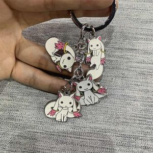 Chaînes Puella Magi Madoka Magica porte-clés en alliage de Zinc magique Kyubey mode pendentif en métal Cosplay accessoires Cos porte-clés 4 en 1