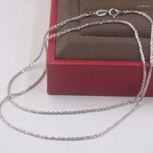 Chaînes Pure 18k White Gold Chain Unisex Luck Full Star Link Necklace 16-18inches
